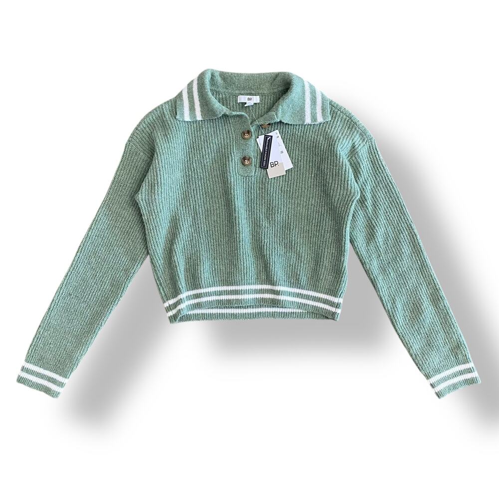 Nordstrom NWT BP. Women’s‎ Green Knit Polo Hedge Sweater Size XXS Preppy, Casual